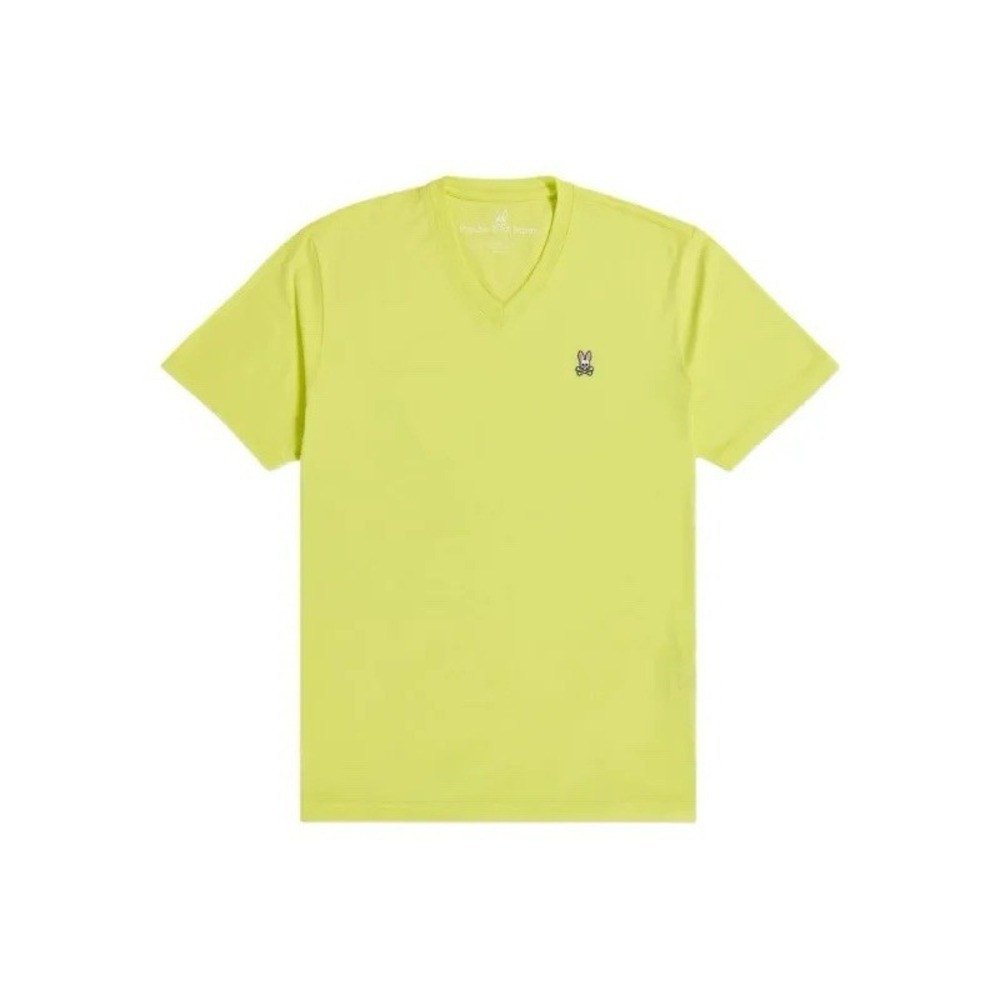 Psycho Bunny Men's Size Medium 5 V-Neck Norbury T-Shirt Tee Lime Green Godley